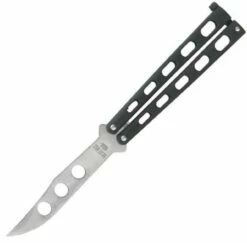 Bear & Son BC114BTR Butterfly Trainer, 5.25" Closed, SS Blunt Edge Blade, Slotted Handles With Crackle Finish
