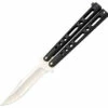 Bear & Son BC117B Butterfly 5" Closed, SS Plain Blade, Black Die Cast Handles