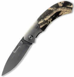 Browning Tagged Out Hunting Knife, Titanium Finished Stainless Steel, Mossy Oak Handle