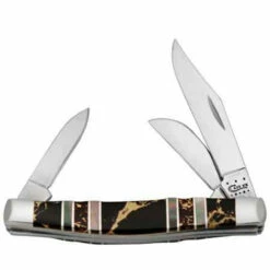 Case Medium Stockman, Exotic Black Aztec With Mother Of Pearl