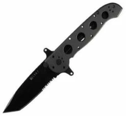 CRKT M16-14SF Special Forces, 4" AUS8 Combo Tanto Blade, Black Aluminum Handle