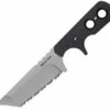 Cold Steel CS49HTFS Mini Tac, 3.75" AUS 8A SS Serrated Blade, Tanto Point, Black G-10 Handle, Secure-Ex Neck Sheath