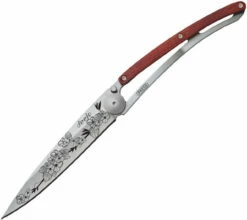 Deejo DEE1CB017 Cherry Blossom, 3.75" 3Cr13 SS Plain Blade, Rosewood Handle