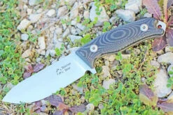 Dendra Russian Bear Fixed Blade, Satin Niolox Steel, Black Micarta Handle