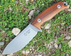 Dendra Russian Bear Fixed Blade, Stonewashed Niolox Steel, Santos Wood Handle