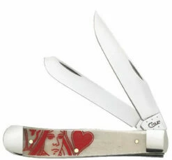 Case Poker Family "Queen Of Hearts" Smooth Natural Bone Trapper