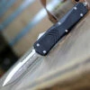 CobraTec Black FS-X OTF Knife CTKLBLKFS-XLDAG2SS, 3.75" D2 Steel Dagger Double Serrated Blade, Black Aluminum Handle