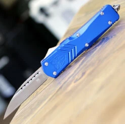 CobraTec Knives LBLUFS-XLDNS Large FS-X Blue, 3.50" D2 Steel Wharncliffe, Anodized Aviation Aluminum Handle